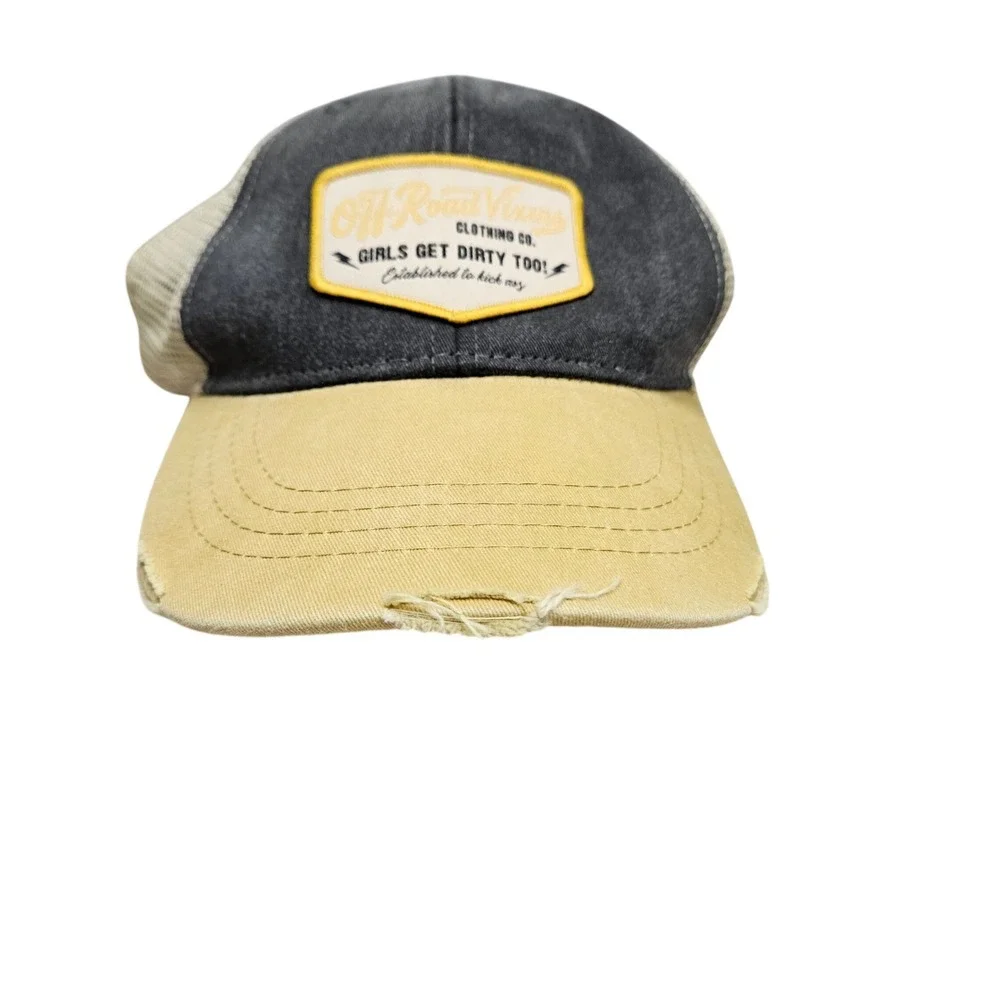 Off Road Vixens Trucker Hat Women OSFA Grey Yellow‎ Girls Get Dirty Too Snapback